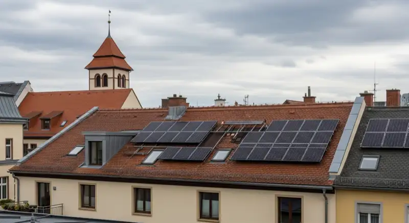 Historische Dachlandschaft in Bautzen mit dezent integrierten Solarmodulen