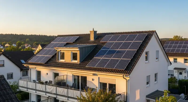 Einfamilienhaus mit Photovoltaik-Anlage in typischer bergischer Architektur