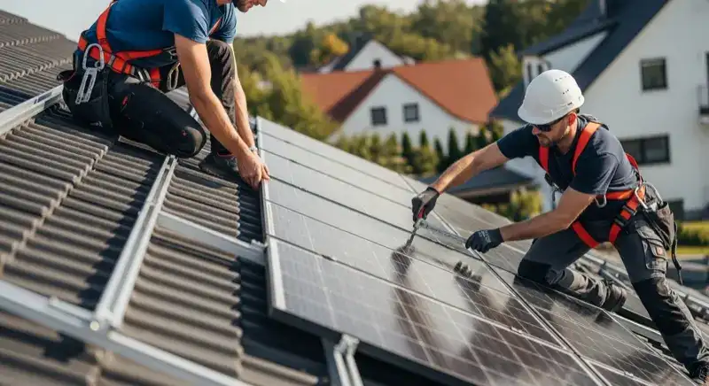 Solarinstallation auf einem Bochumer Hausdach durch lokale Fachbetriebe