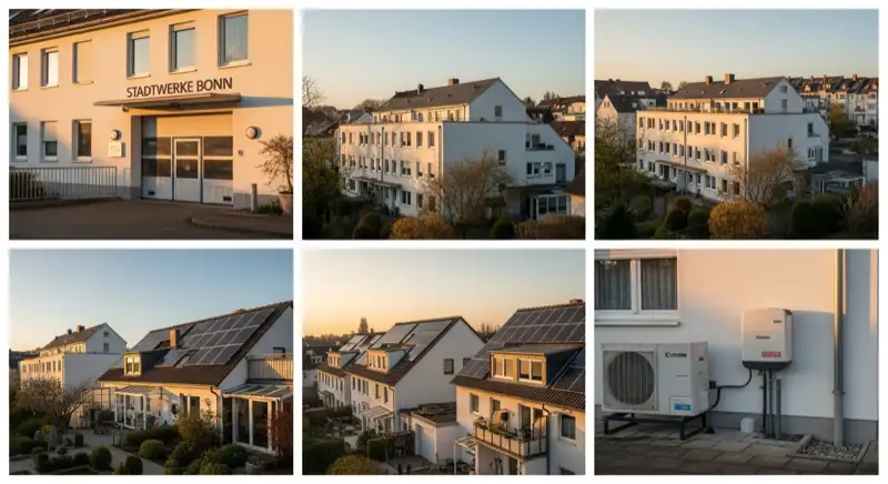 Blick auf das Stadtwerke-Gebäude in Bonn mit Service-Eingang, lokale Versorgeratmosphäre