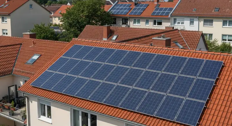 Einfamilienhausdach in Coburg mit montierten PV-Modulen und klar sichtbarer Dachfläche