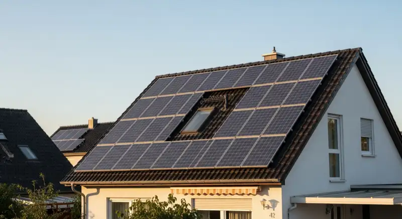 Einfamilienhaus in Dormagen mit Solaranlage auf 42 Grad Schrägdach bei optimaler Südausrichtung