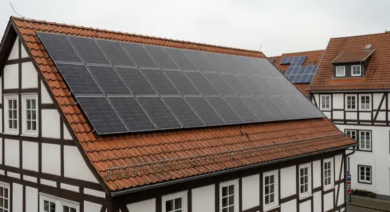 Historisches Fachwerkhaus in Dülmen mit denkmalkonformer Indach-Photovoltaikanlage