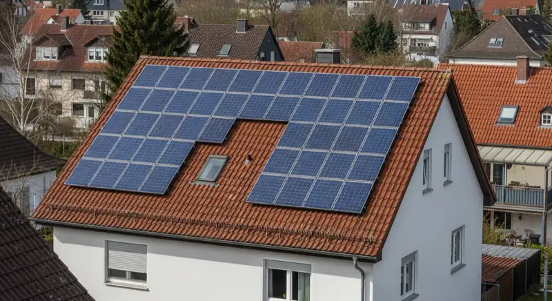 Einfamilienhaus in Erlangen mit monokristallinen PV-Modulen auf Süddach