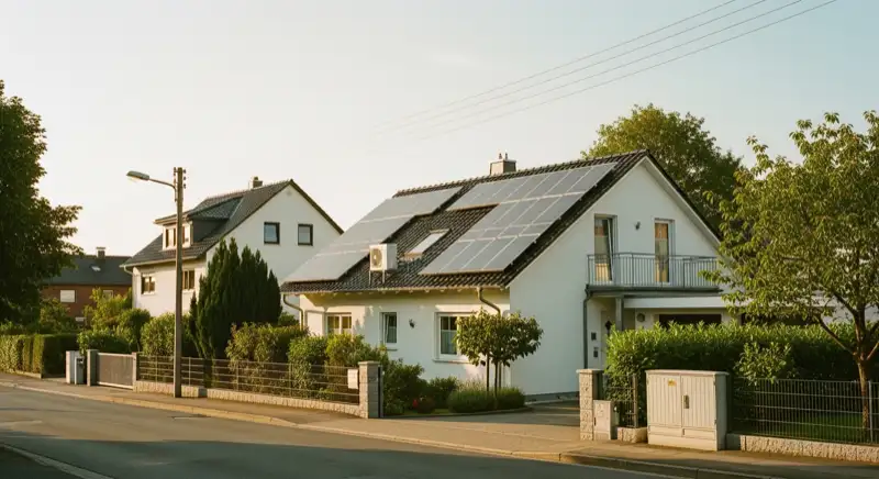Einfamilienhaus mit PV-Anlage in Filderstadt Stadtteil mit typischer Süddach-Ausrichtung