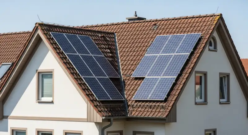 Installateure bei der PV-Montage auf einem Schrägdach in Freiburg