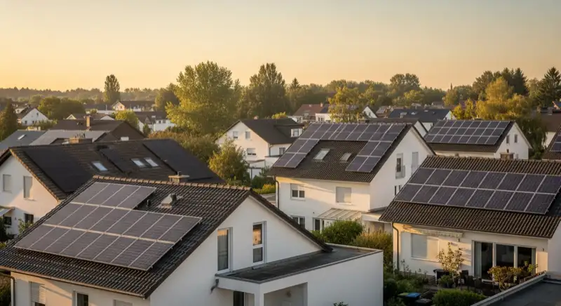 Wohngebiet in Garbsen mit Einfamilienhäusern und Solaranlagen auf den Dächern
