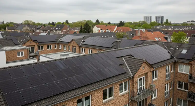 Historisches Bergarbeiterhaus in Gelsenkirchen-Horst mit dezent integrierten Solarmodulen