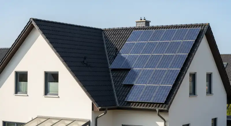 Einfamilienhaus in Güstrower Wohnlage mit PV-Modulen auf einem Satteldach