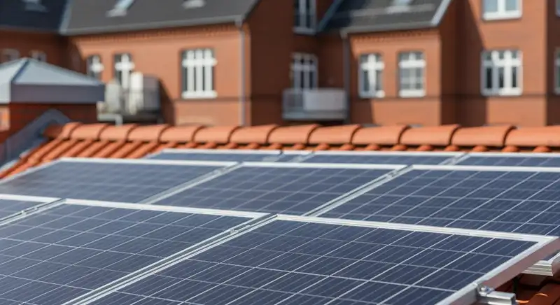 Solarinstallateur montiert PV-Module auf Hamburger Ziegeldach