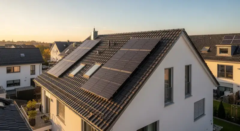 Modernes Einfamilienhaus mit Solaranlage in einem Neubaugebiet von Hameln