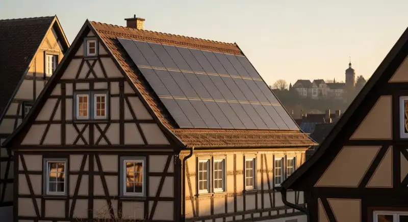 Historische Altstadt von Hanau mit Fachwerkhäusern und Schloss Philippsruhe im Hintergrund