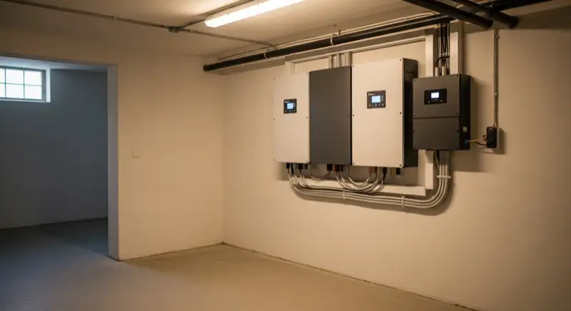 Batteriespeicher-Wandmontage im Keller eines Hattinger Einfamilienhauses