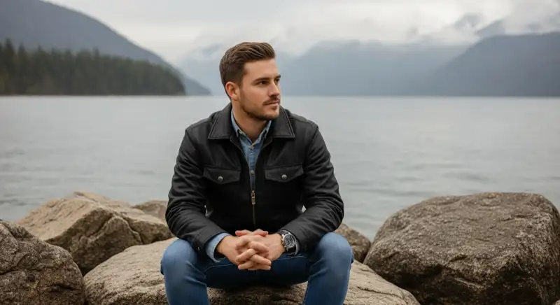 Aerial drone view of typical German residential neighborhood with mixed roof types, red and dark roof tiles, gardens visible, sunny day