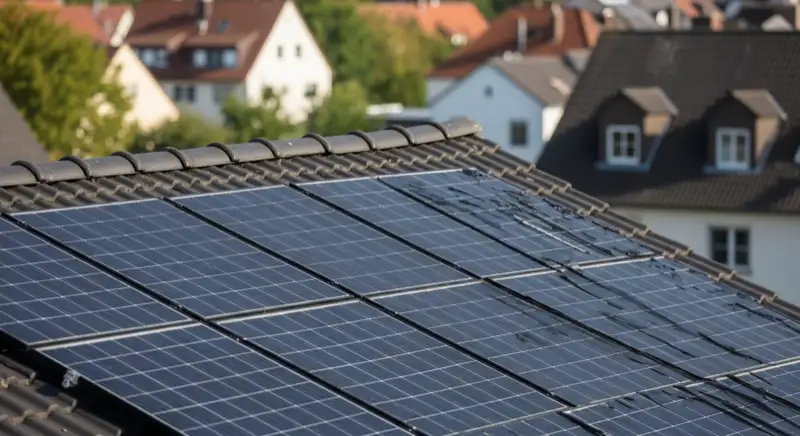 Moderne monokristalline PV-Module mit 22% Wirkungsgrad auf einem Einfamilienhaus-Dach in Kaiserslautern