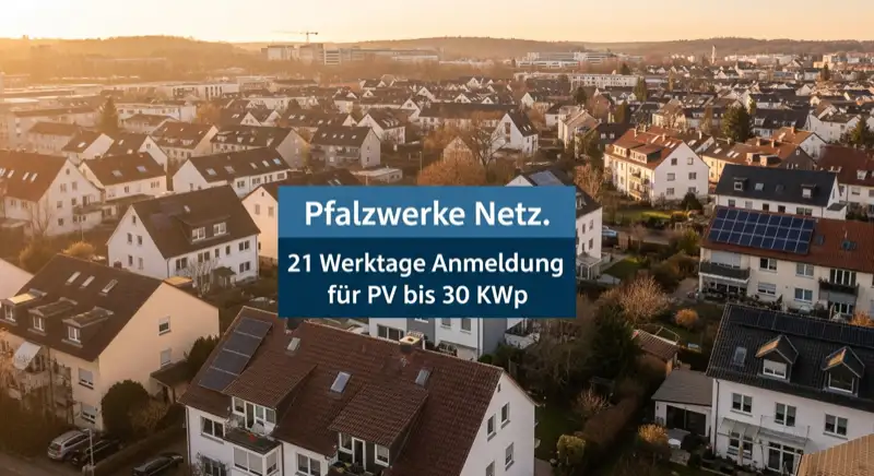 Aerial drone view of typical German residential neighborhood with mixed roof types, red and dark roof tiles, gardens visible, sunny day