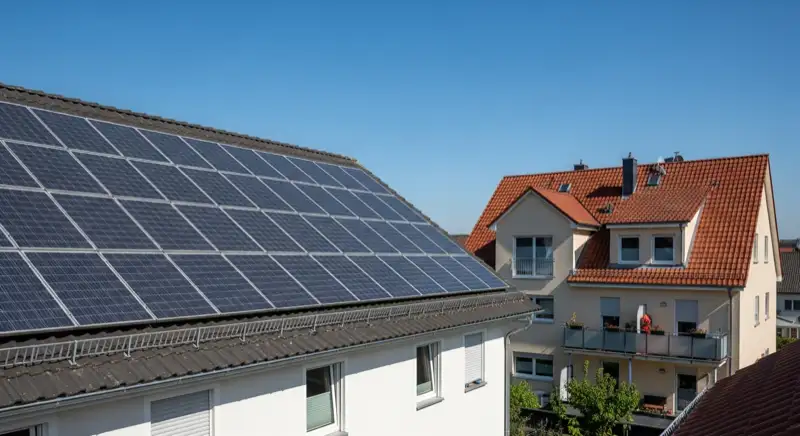 Geneigtes Ziegeldach mit PV-Modulen in Kirchheim unter Teck