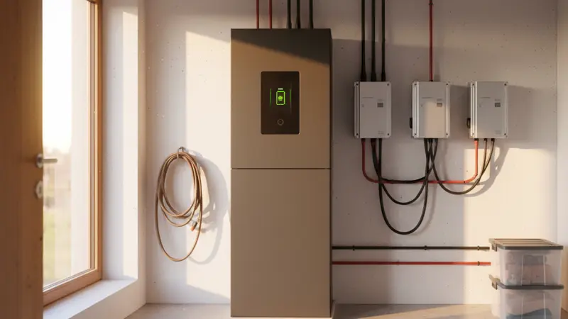 Batteriespeicher im Technikraum eines Aachener Hauses