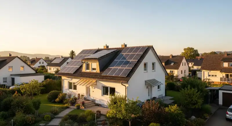 Einfamilienhaus in Aalener Wohngebiet mit PV-Montage auf einem Satteldach