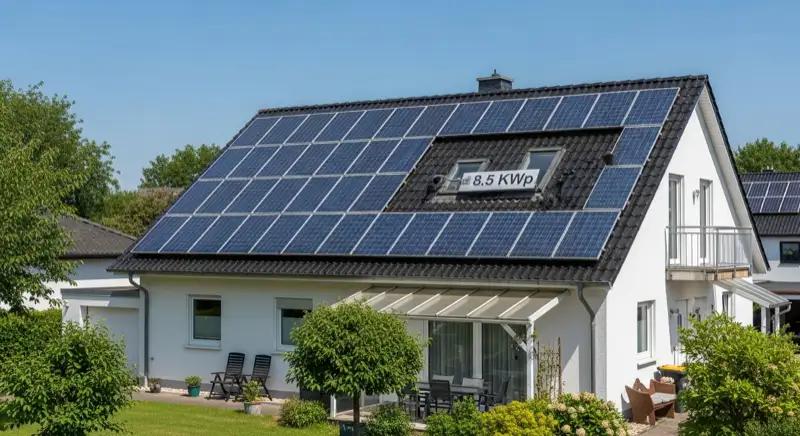 Einfamilienhaus mit Photovoltaikanlage in einer typischen Wohnsiedlung in Ahlen