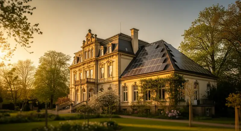 Gründerzeitvilla in Bad Honnef mit unauffälliger Photovoltaik auf dem Dach