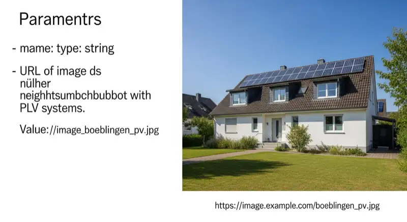 Aerial drone view of typical German residential neighborhood with mixed roof types, red and dark roof tiles, gardens visible, sunny day