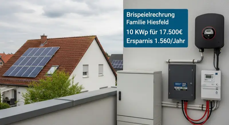 Modern German electrical meter cabinet (Zählerschrank) with smart meter and solar inverter connection, clean technical installation