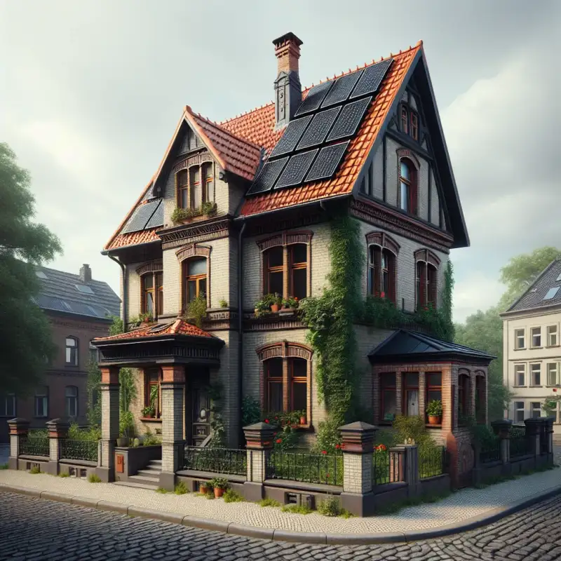 Bergarbeiterhaus in Dortmund mit moderner Solaranlage auf dem Dach