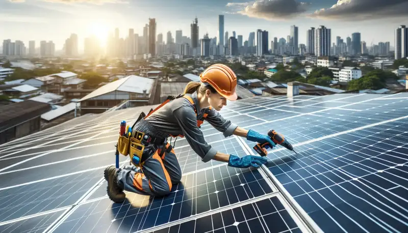 PV-Service-Team bei der Wartung in Düsseldorf