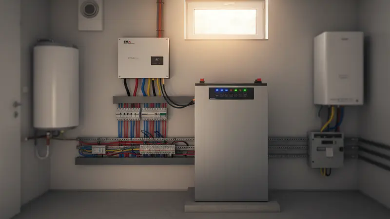 Batteriespeicher im Keller eines Essener Einfamilienhauses