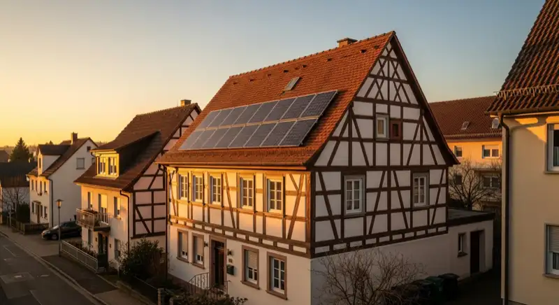 Historisches Fachwerkhaus in Fellbach-Mitte mit dezent integrierter Solardachziegel-Anlage