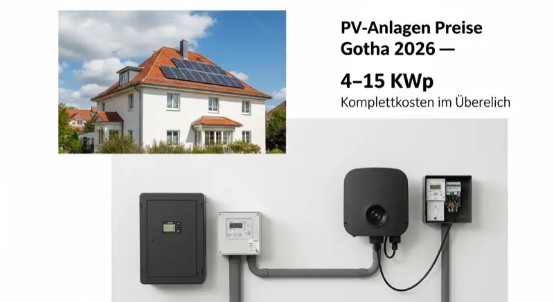 Modern German electrical meter cabinet (Zählerschrank) with smart meter and solar inverter connection, clean technical installation