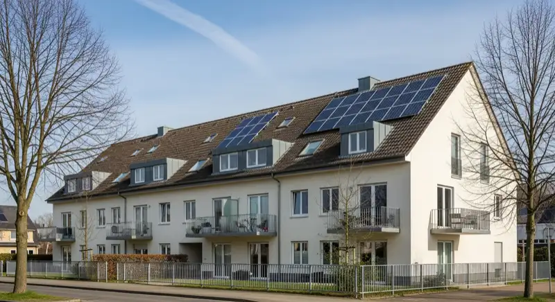 Wohngebiete in Hannover mit verschiedenen Bauformen, typische Einfamilienhäuser und Dachstrukturen aus der Luft