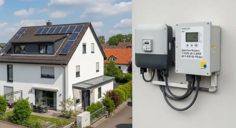 Modern German electrical meter cabinet (Zählerschrank) with smart meter and solar inverter connection, clean technical installation