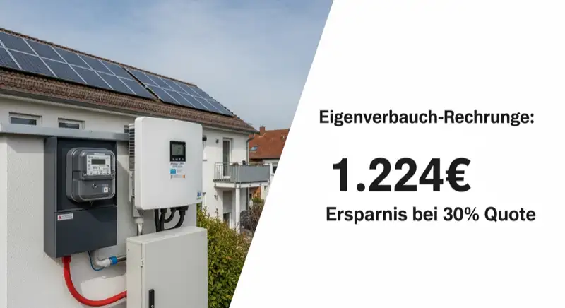 Modern German electrical meter cabinet (Zählerschrank) with smart meter and solar inverter connection, clean technical installation