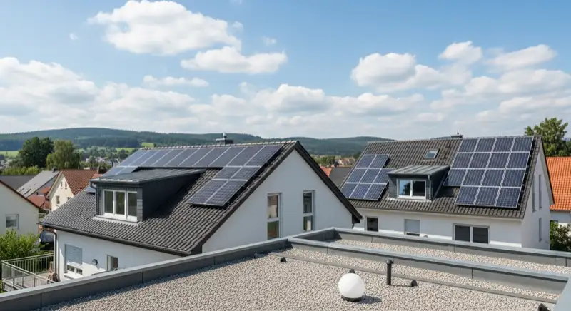 Installateur bei Dachbegehung zur Angebotserstellung auf Einfamilienhaus in Lahr