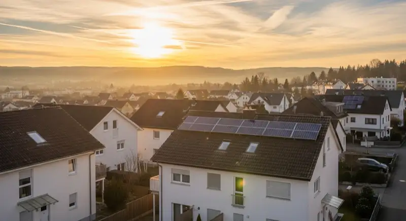 Wohngebiete in Landshut mit verschiedenen Bauformen, typische Einfamilienhäuser und Dachstrukturen aus der Luft