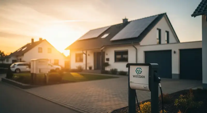 Einfamilienhaus in Lehrte mit Solaranlage auf dem Dach und Wallbox in der Einfahrt
