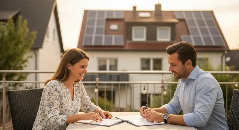 Beratungssituation an einem Haus in Ludwigshafen