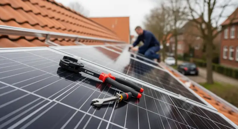 Unterkonstruktion und Dacharbeiten einer PV-Anlage in Lübeck