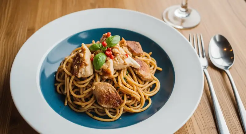 German detached house (Einfamilienhaus) with photovoltaic panels on pitched roof, well-maintained garden, warm afternoon sunlight