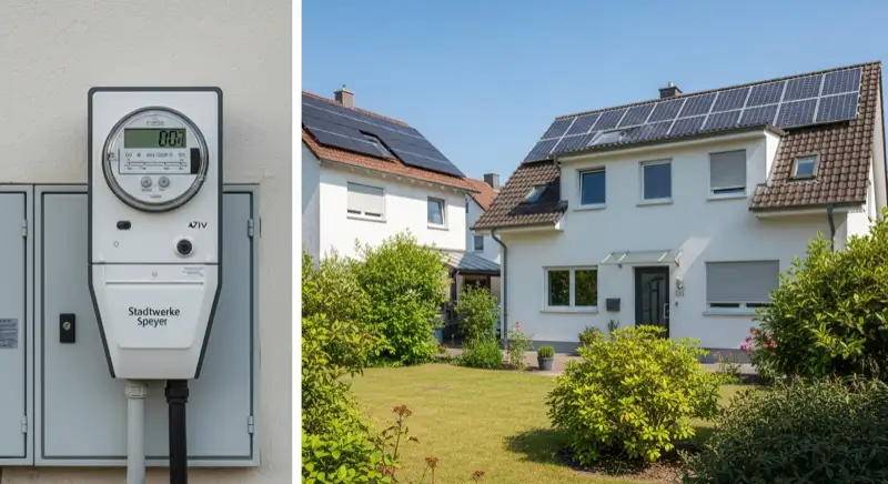 Digitaler Zweirichtungszähler bei PV-Anlage Installation in Speyer