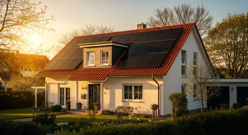 Einfamilienhaus mit PV Anlage in Würzburg, Blick auf das grüne Unterfranken