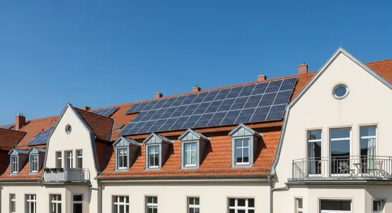 Gründerzeit-Häuser in Leipzig Connewitz mit Photovoltaikanlage auf klassischem Satteldach