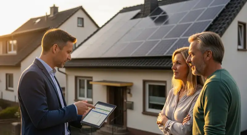 Beratungssituation an einem Haus in Ludwigshafen