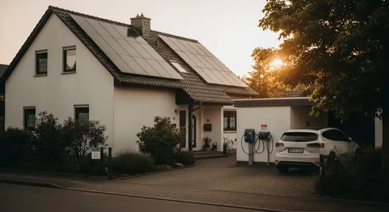 Einfamilienhaus in Maintal mit PV-Dach, Wallbox und E-Auto in der Einfahrt