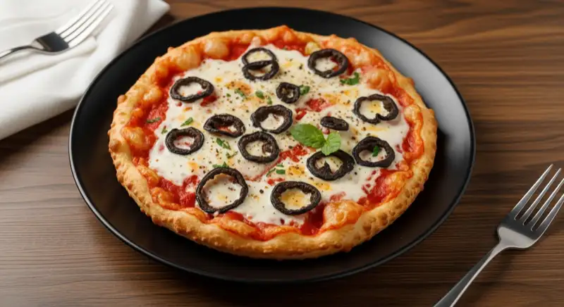 Aerial drone view of typical German residential neighborhood with mixed roof types, red and dark roof tiles, gardens visible, sunny day