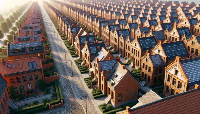 Typische Wohnsiedlung in Oberhausen-Sterkrade mit Solaranlagen auf den Dächern