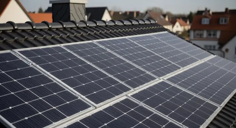 Monokristalline PV-Module auf typischem Plauener Eigenheim mit 42° Dachneigung
