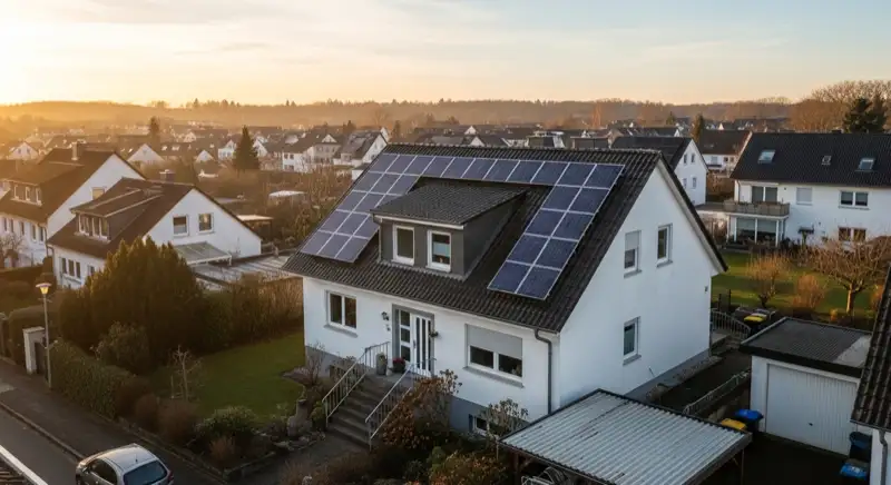 Einfamilienhaus in Remscheid mit Solaranlage auf dem Dach im Bergischen Land